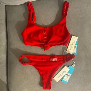 Beach Bunny - Red Rib Tide XL Bikini - NWT